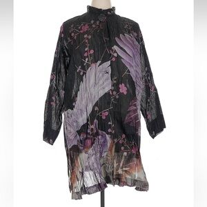 Citron Santa Monica cardigan dress kimono vintage linen Floral purple XXL 0X 1X